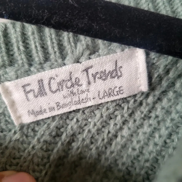 Full Circle Trends Sage Mustard Rust Stripe Knit Sweater L‎ Adjustable Tie Fall - Picture 5 of 8